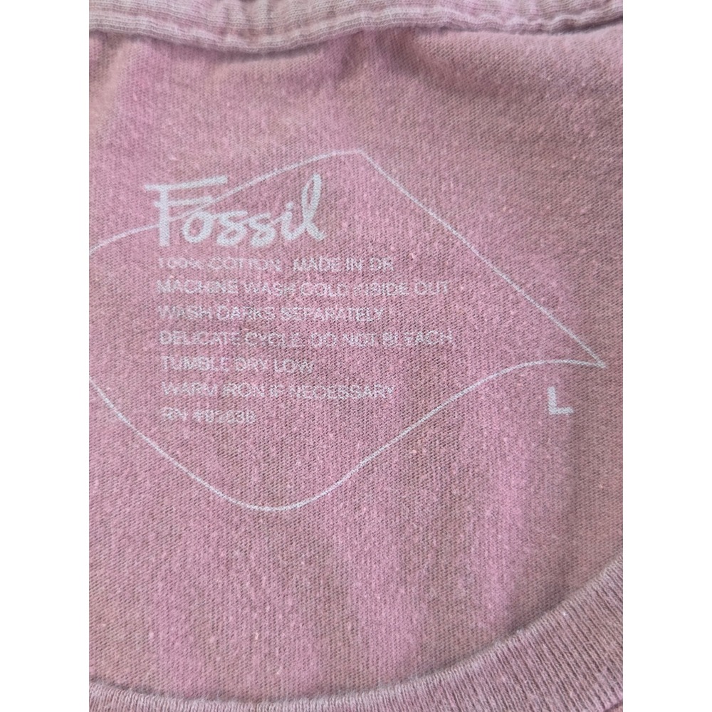 Fossil Graphic Tee Women Large Mauve Bird Illustration Scoop Neck Cotton Shirt - Picture 4 of 6